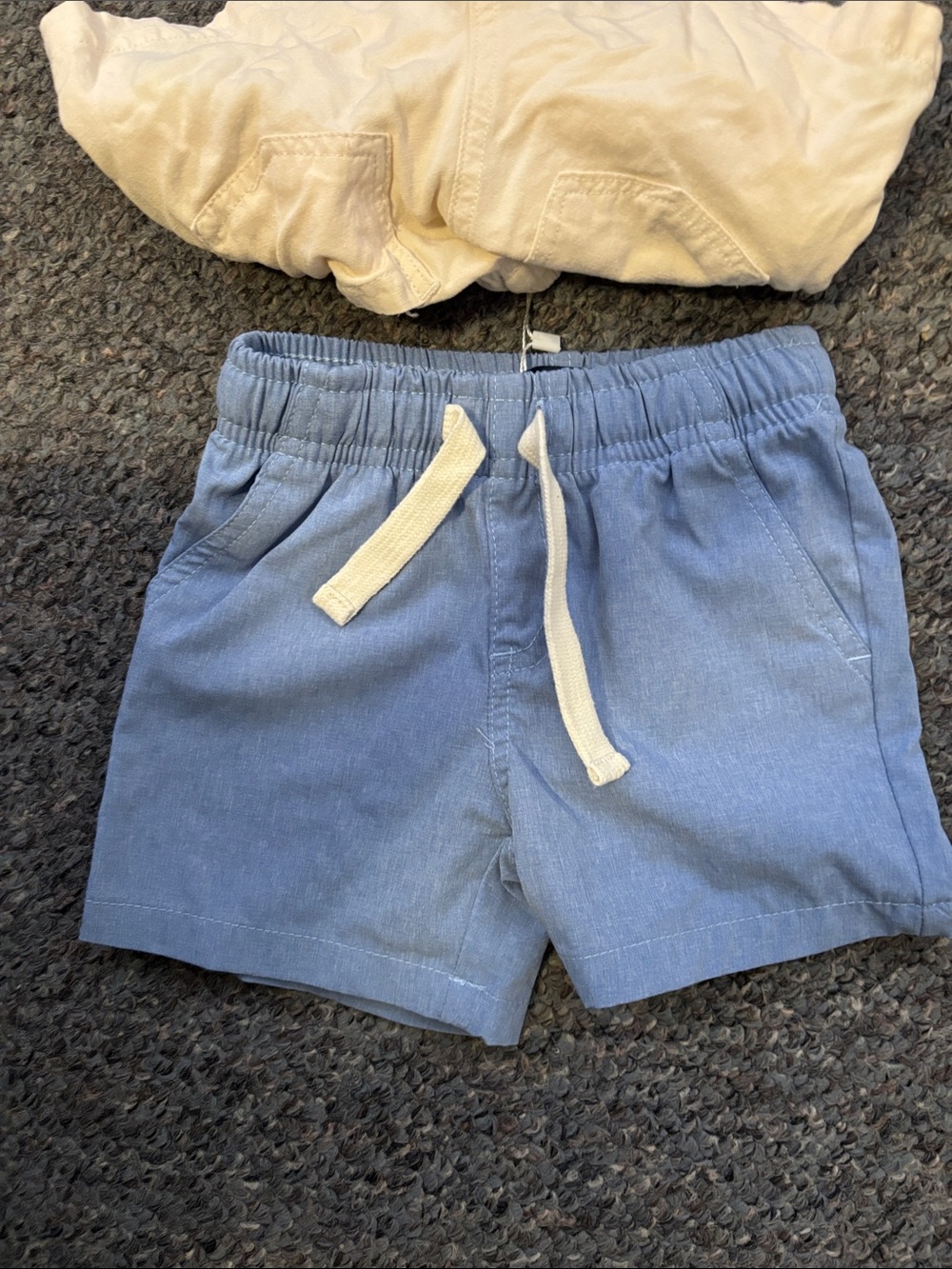 Andy & Evan Light Blue Pull-On Shorts with Cream Drawstring